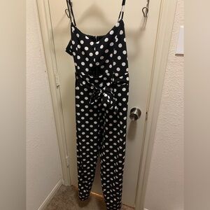 Material Girl Black and White Polka Dot Jumpsuit